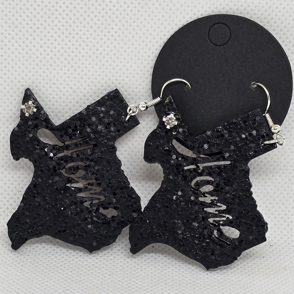 Black Texas- Shaped Statement Earrings